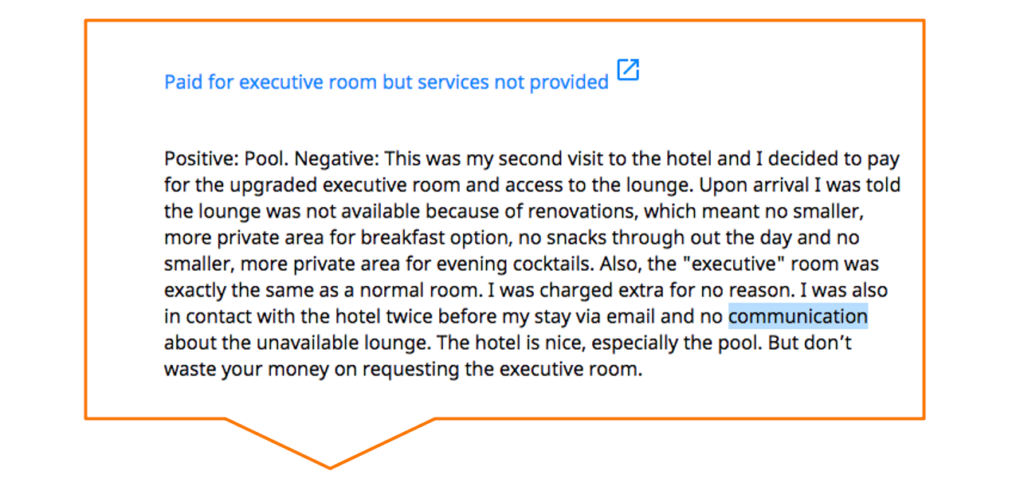 Short Explanation about "Paid for executive room but services not provided"

